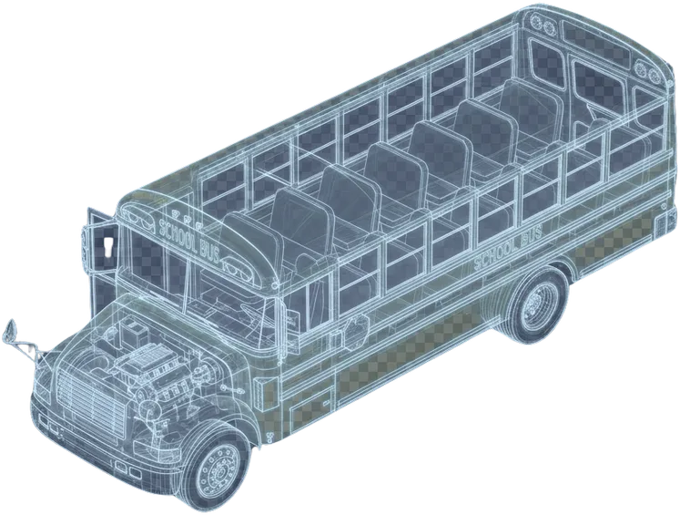 Ilustración de un bus con los equipos recomendados resaltados